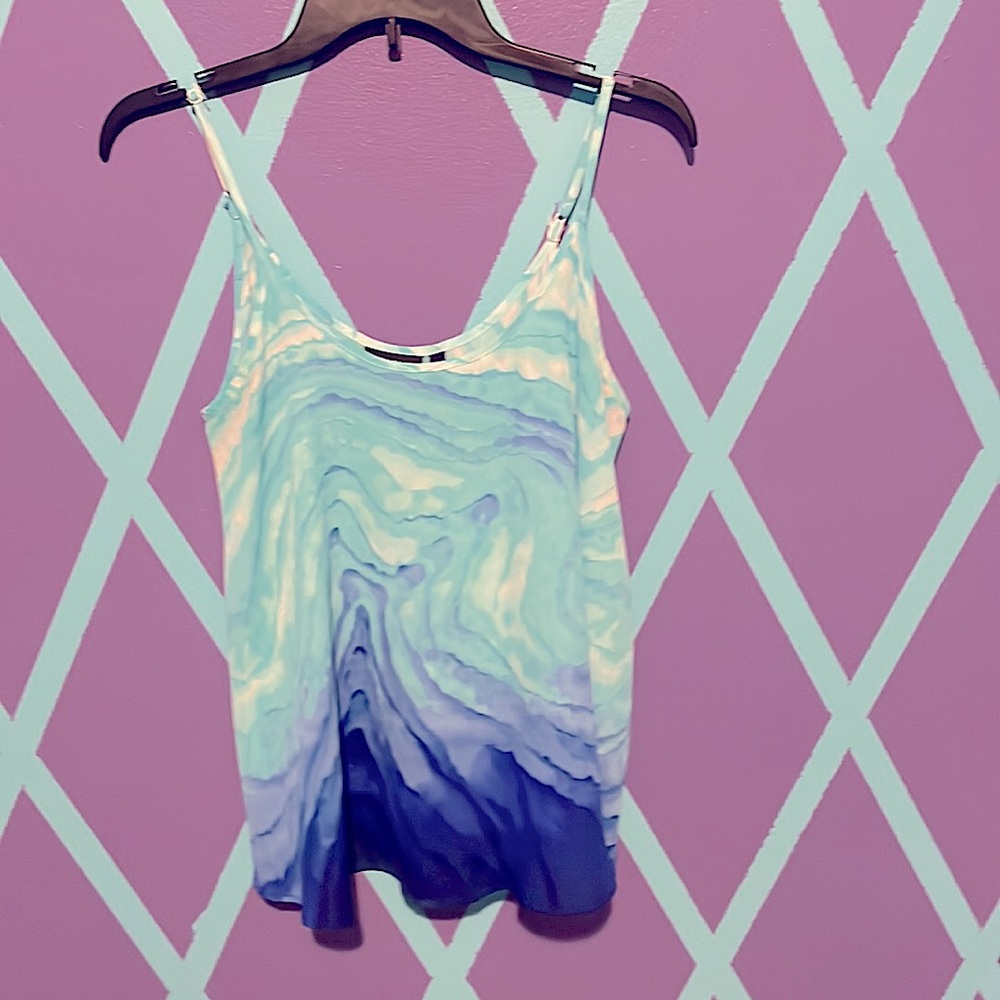 Flowy blue waves sleeveless blouse, women’s size medium